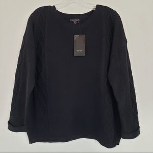 Color Block Black Cable Knit Sweater Size Medium Large